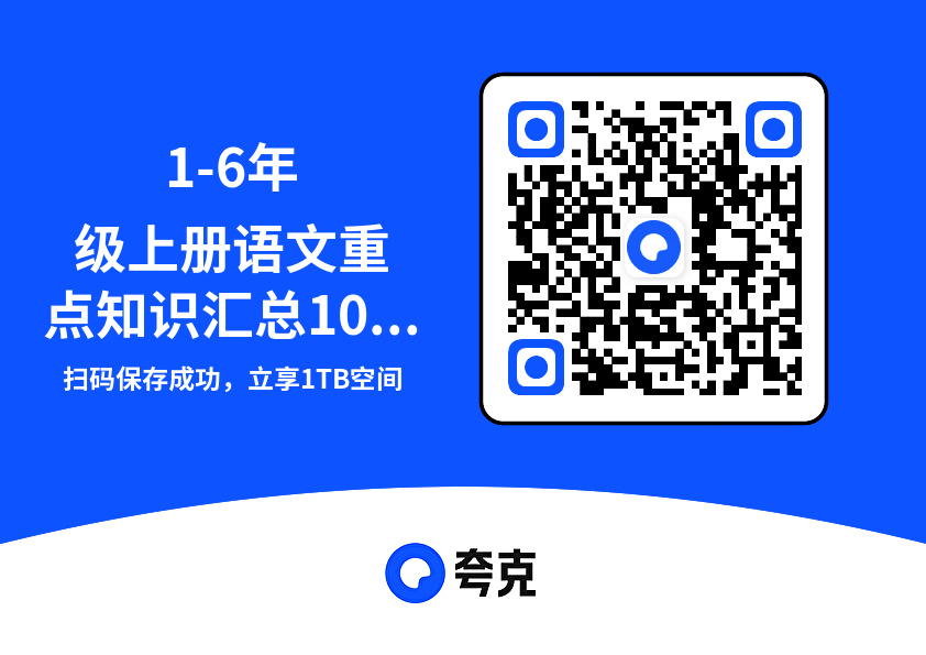 1-6年级上册语文重点知识汇总10.7MB（共6个项目）"网盘下载"